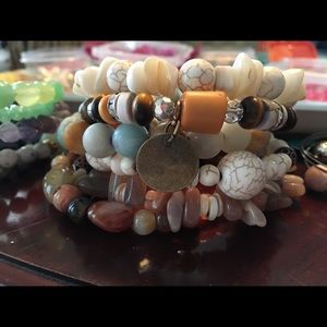 5 stack wire wrap handmade bead bracelet